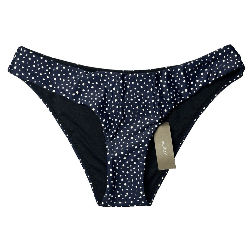 J Crew Hipster Bikini Bottom Womens Small Navy Dot Swimsuit Bottoms